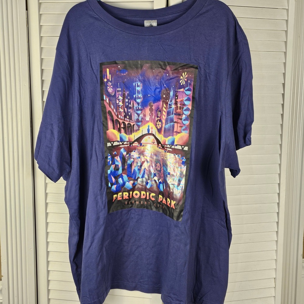 Disney Parks Womens Blue Periodic Park Element City Short Sleeve Tshirt 3XL